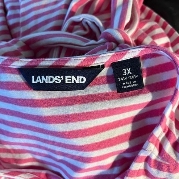 Lands End Women’s Striped Plus Size T-Shirt Dress - Picture 3 of 7
